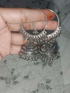 Silver Jhumka Earrings