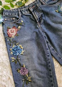 Embroidered Floral Jeans