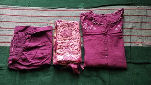 Combo Of Floral Cut Neck Embroidery Kurta Set