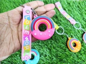 Set Of 4 Donut Keychains