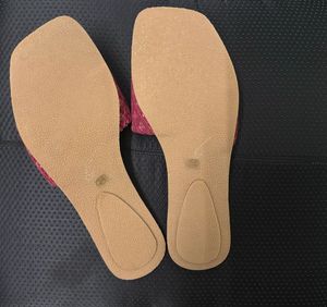 Biba (New) Maroon Embellished Open Toe Flats