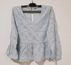 Eyelet Peplum Top