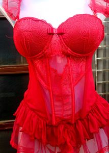 Red Mesh Corset Top