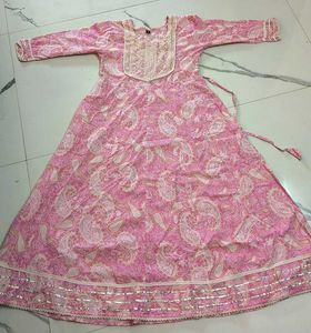 Pink Printed anarkali kurta