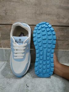 Stylish Blue &amp; White Platform Sneakers