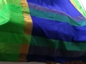 BrandNew ElegantBlue&amp;Green SilkSaree+UnsticheBlous