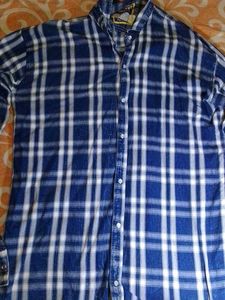 Blue Plaid Button-Down Shirt