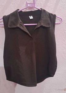 Brown Sleeveless Top