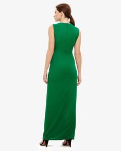 Emerald Green Maxi Dress with Gold Detail
