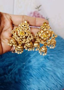 Gold Jhumka Earrings