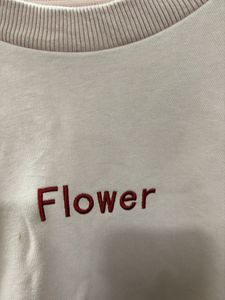 Pink Flower Embroidery Sweatshirt
