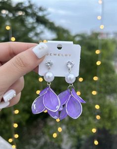 Blue Flower Drop Earrings