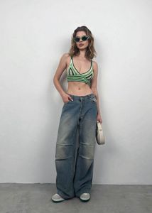 Zara Women's White and Green Crop-top