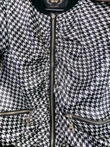 Houndstooth Print Bomber Jacket