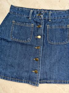 Cute Yellow Top &amp; Denim Skirt Set