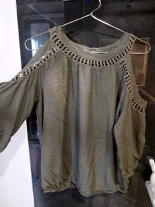 Olive Cold Shoulder Top