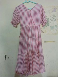 Pink Gingham Wrap Dress