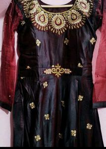 Elegant Maroon Embroidered Gown