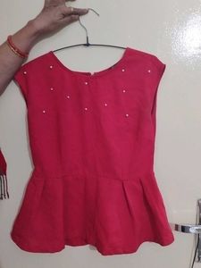 Annabelle By Pantaloons Red Peplum Top