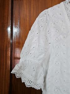 White Eyelet Puff Sleeve Top
