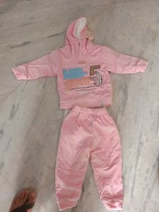 Baby Girl & Boy's Pink Hooded Tracksuit