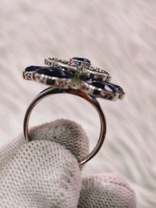 Blue Flower Ring 925 Silver Sterling