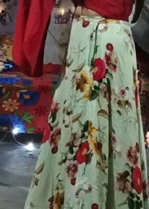Long Skirt With Shirt Crop Top