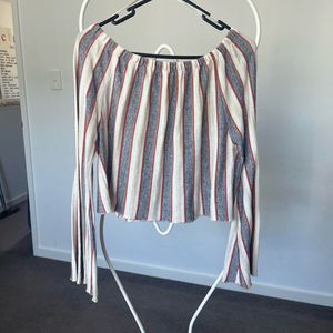 ZARA KNIT Striped Off-Shoulder Top