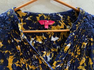 Boho Floral Printed Loose Mustard Yellow Blouse