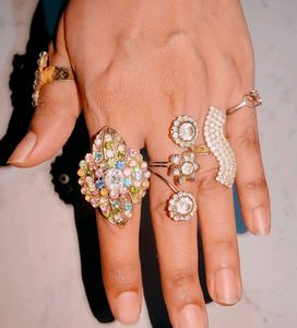 5 Combo Rhinestone Ring Set
