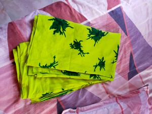 Vibrant Green Fabric Saree with Leaf Print