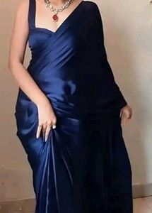 Elegant Navy Blue Silk Saree