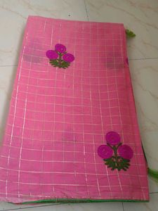 Pink Floral Saree