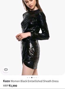Kazo Black Embellished Sheath Dress