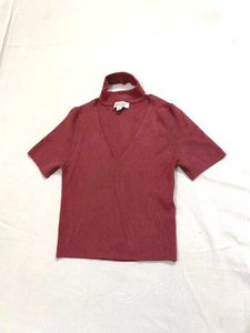 Women Burgundy V Neck Crop Top Sweater