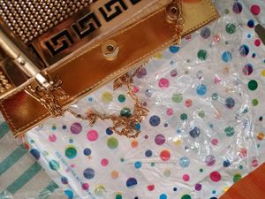 New Unused Party Wear Clutch Gold Sling