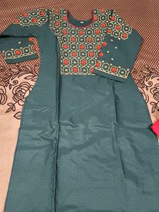 Elegant Green Embroidered Dress