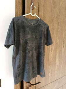 Grey Abstract Casual T-Shirt