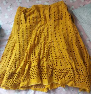 Mustard Cutout Mini Skirt