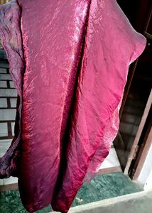 Burgundy fandy silk Shimmer Dress Material