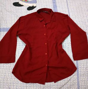 Maroon Button-Up Top