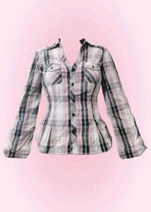 Vintage Y2K Plaid Fitted Shirt