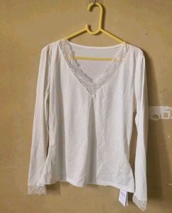 White Lace Border Top