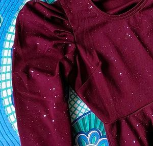 Burgundy Sparkle Peplum Top