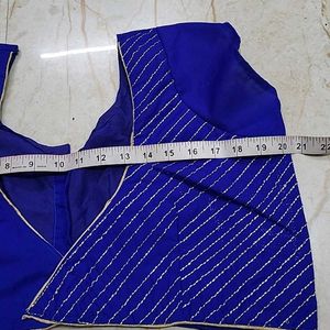 Blue &amp; Gold Sari Blouse