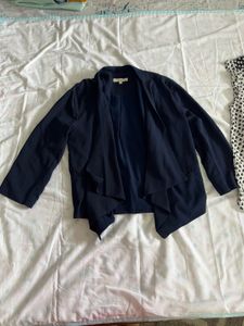 Blue Waterfall Jacket And White Top Combo