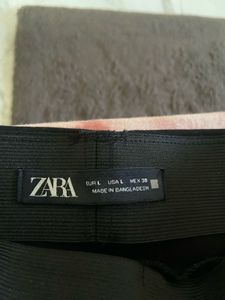 Zara Black Slim Fit Trousers With Velvet Buttons