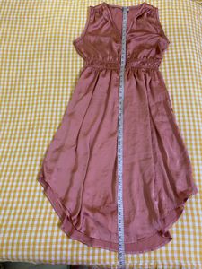Satin Pink Sleeveless Dress Fits S-M