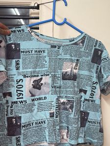 Blue printed cropiee