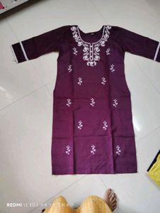 Embroidered Cotton Kurti Set